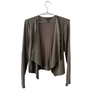 INC | Suede Moto Blazer | Olive Green Cropped Cardigan | Women’s Size Medium